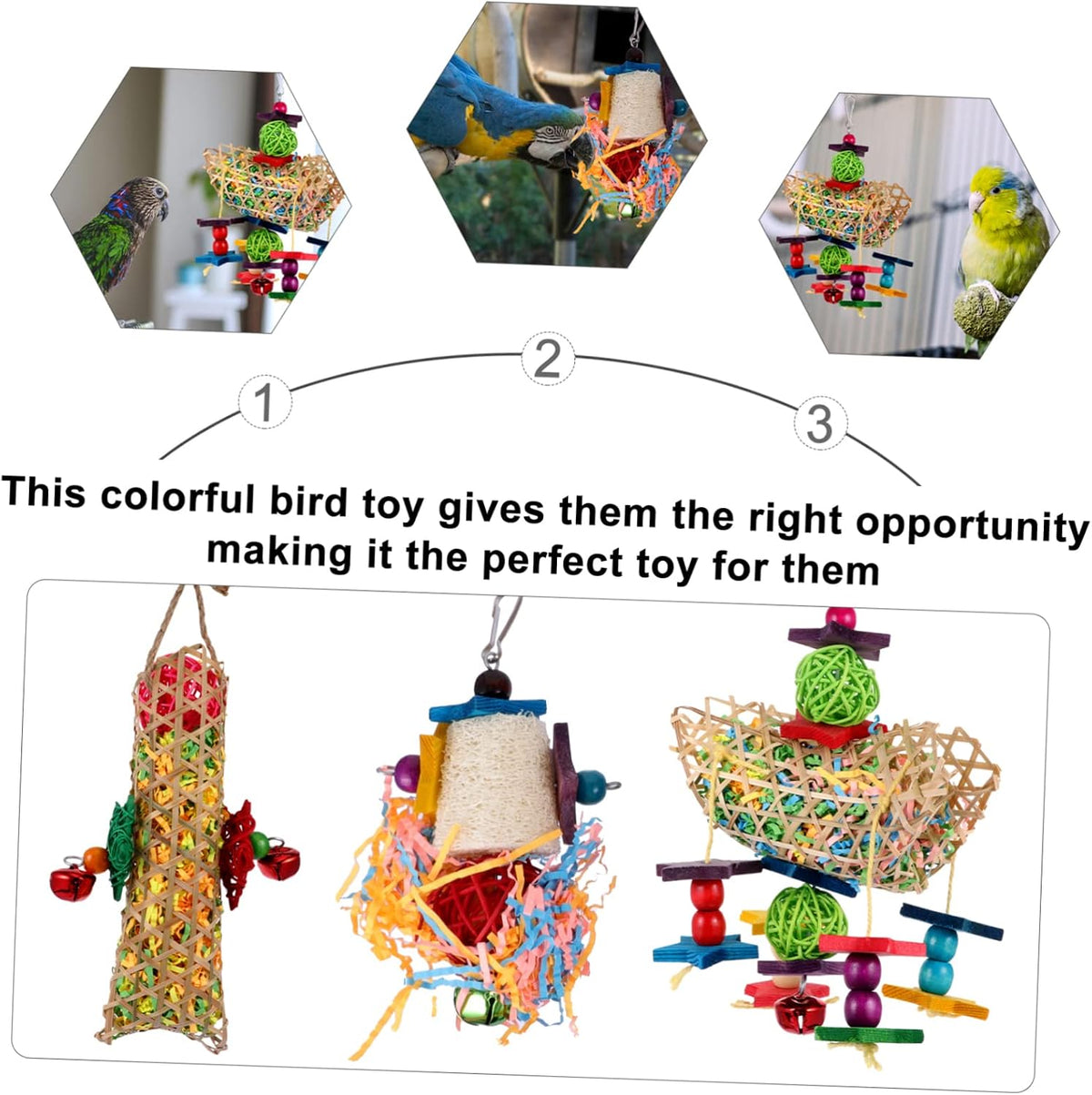 Kisangel 6pcs Parrot Toys for Bird Cage Accessories Useful Parrot Chewing Toys for Pet Supplies