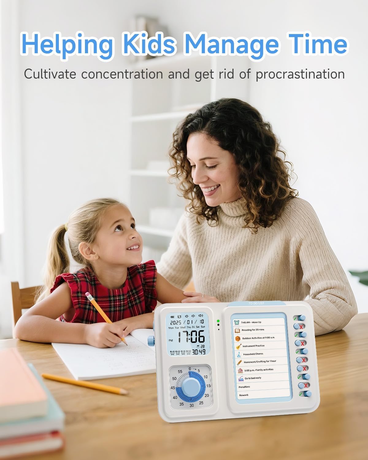 Visual Timer for Kids with Planning Board, 3-in-1 Visual Schedule for Kids with Autism & ADHD, Chore Chart for Home, School, Classroom, Desk