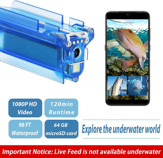 Wireless Underwater Fishing Camera 1080P HD – 98 FT Waterproof ROV Lure Action Fish Finder with 2 Hr Battery, App & Wi-Fi Control | Portable Ice, Lake, Boat, Kayak Fishing