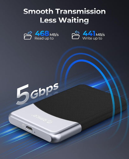 ORICO 1TB External SSD with 2 in 1 USB C Cable, Portable Solid State Drive USB 3.2 Gen 1 Up to 460MB/s, Dust and Drop Resistance, Reliable Storage for USB-C Smartphone, PC, Tablet, Labtop - M25PRO