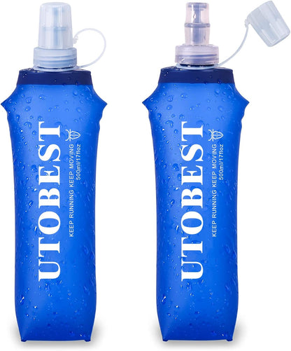 UTOBEST Soft Flask Running Water Bottle Collapsible Water Bottle for Trail Running Hydration Pack Hiking Cycling Climbing 150ML/250ML/350ML/450ML/500ML/550ML
