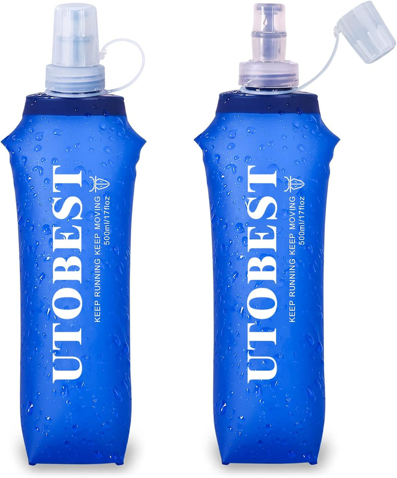 UTOBEST Soft Flask Running Water Bottle Collapsible Water Bottle for Trail Running Hydration Pack Hiking Cycling Climbing 150ML/250ML/350ML/450ML/500ML/550ML