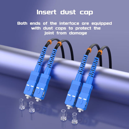 Buacoz 200 Meters LC to LC UPC Outdoor Armored Fiber Patch Cable, 9/125um Single Mode Duplex Fiber Optic Internet Cables, Jumper Optical Patch Cord, (200M/656ft), TPU Black