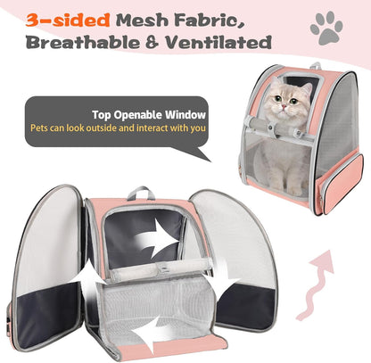 Cat Backpack Carrier,Pet Carrier Airline Approved for Small Dog Cat Puppy Kitten Bunny,Ventilated Mesh Design Animal Backpack for Hiking Camping Travel Bag (Black)
