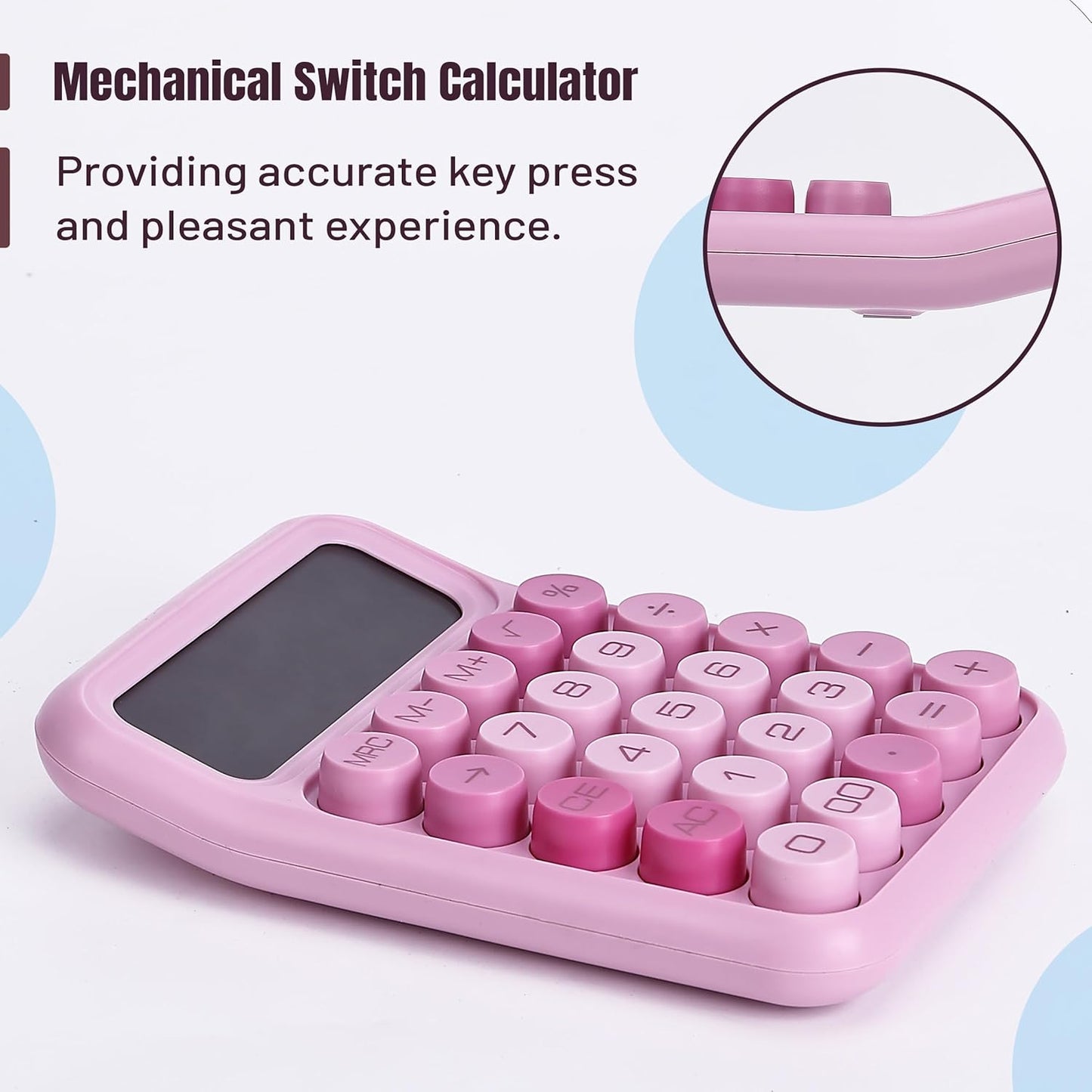 Mr. Pen- Mechanical Switch Calculator, 12 Digits, Large LCD Display, Orange With Big Buttons, Desktop, Cute and Aesthetic Design