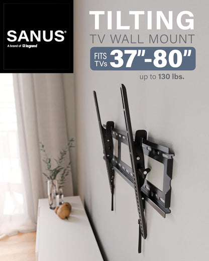 Sanus Universal Low Profile Tilt TV Wall Mount for 37" - 80" LED, LCD & Plasma TVs, Eliminates Glare with 10º of Tilt & Post-Install Adjustments - 3 Step Install - Safety Certified - MLT14-B1
