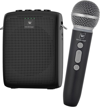 WinBridge Wireless Voice Amplifier with Microphone for Teachers,Tours WB009 | Portable PA System with Bluetooth Handheld Mic, Speaker Mic Set, Cardioid Pickup for Classroom, Outdoor, Public Speaking