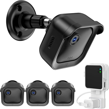 PlusAcc Outdoor Camera Mount for Blink Outdoor 4 (4th Gen) & 3rd Gen Camera, 3 Pack 360° Adjustable Wall Mount Bracket with Sync Module 2 Mount for Blink Camera System (Black, Cameras Not Included)
