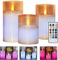 LED Candle Lights, 3 Pack Flameless Candles Flickering Battery Operated Candles LED Candles Lamp, Flashing, Wedding, Festival, Home Decoration Glass LED Pillar Candles with Remote Control & Timer