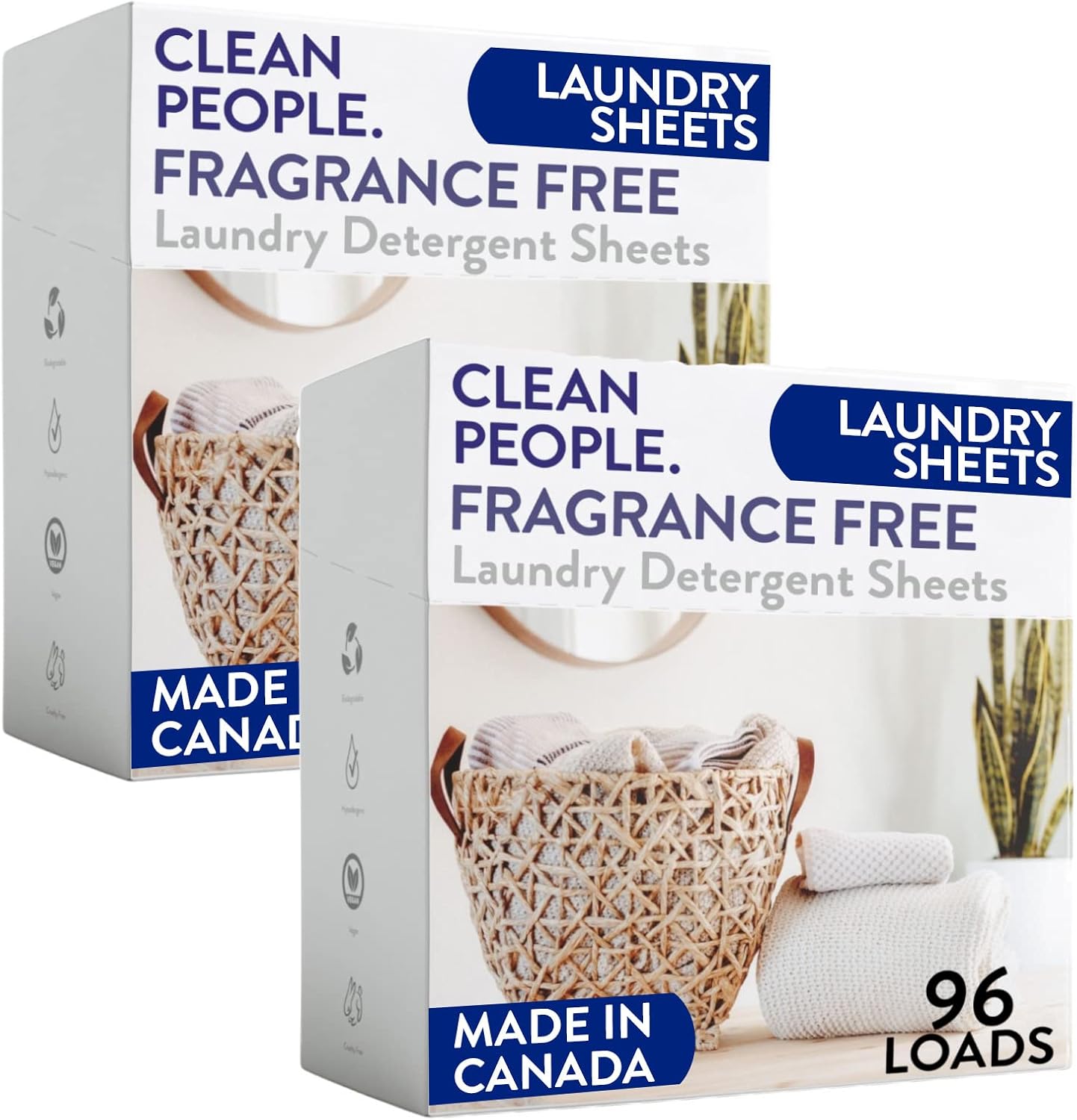 Clean People Laundry Detergent Sheets - Recyclable Packaging, Hypoallergenic, Stain Fighting - Ultra Concentrated, Laundry Soap - Fresh Scent, 96 Pack