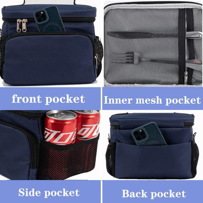Insulated Lunch Bag for Women/Men Reusable Lunch Box Tote Bag, Large Thermal Cooler Bag with Adjustable Shoulder Strap for Kids and Adult,for Work/School/Outdoor Activity