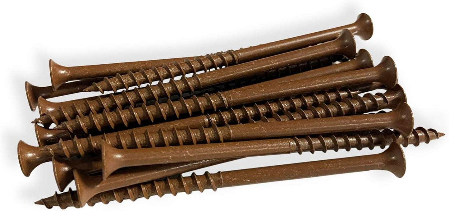 #8 x 3" Deck Screws | Square Drive | Bugle Head | Brown Ruspert | 100pcs Box