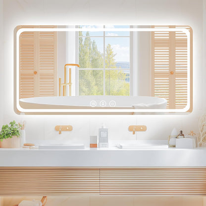 Lmsedf 24" x 32"Rectangle LED Bathroom Mirror with Lights, Backlit & Front Lighted, Wall-Mounted Vanity Mirror 3000K/4000K/6000K, Memory Functions, Anti-Fog, Dimmable Smart Mirror