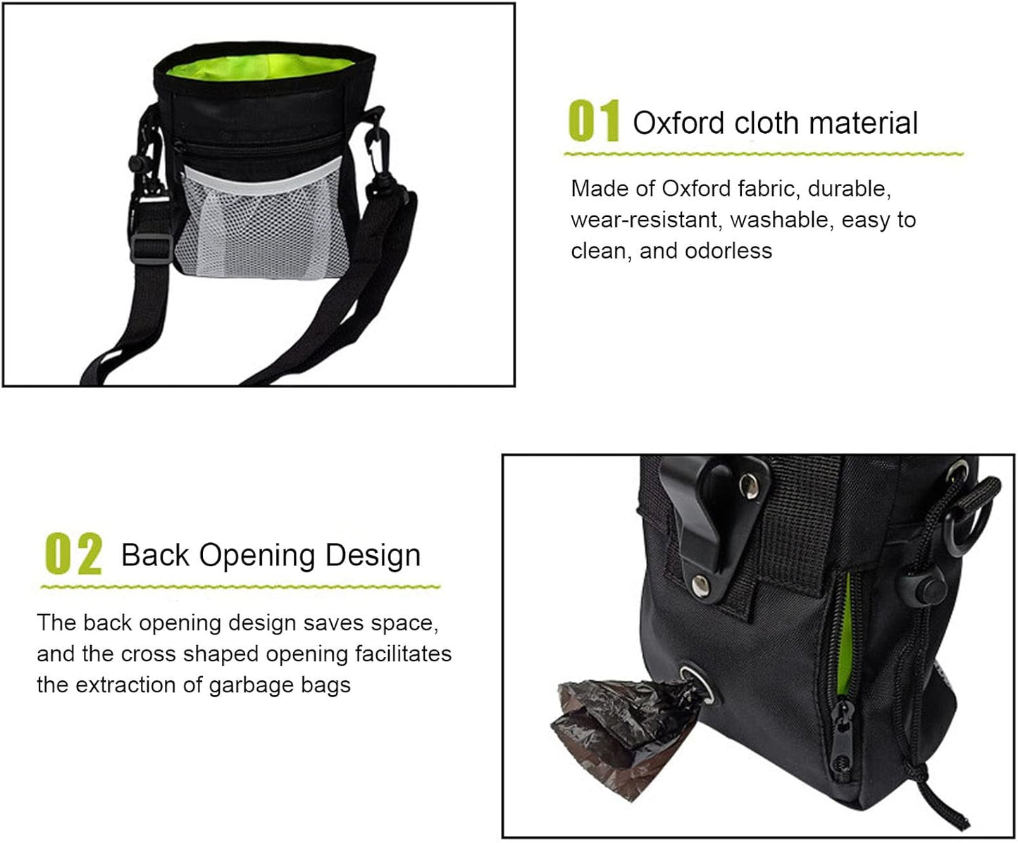 1 Pcs Dog Treat Training Pouch,with 2 Belts, Treat Pouch Dog Training Contains 2 Rolls of Poop Bags, Adjustable Dog Treat Bag, Hands-Free Puppy Training Pouch for Dog Treats (Black)