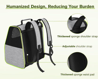 Pecute Expandable Cat Backpack Carrier, Small Dog Backpack Carrier, Pet Backpack Carriers for Cats Dogs Puppy Kitten, Cat Carriers Bag Carrying for Travel Hiking Bike Riding Walking Outdoor,Grey