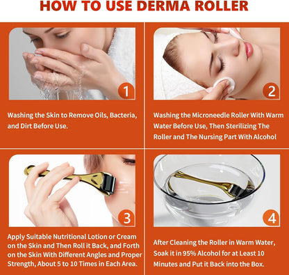 Derma Roller 1MM Microneedling Roller for Women and Men 540 Titanium Derma Roller for Hair and Beard