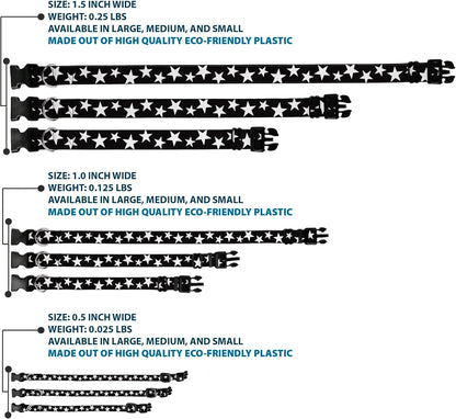 Buckle-Down PC-W21909-M Dog Collar Plastic Clip Buckle, 1"x11"-17", Star Black/White