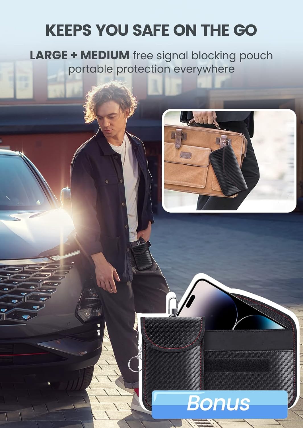 Samfolk Faraday Box with Faraday Pouchs, Faraday Box for Car Keys,RFID Key Fob Protector Anti-Theft Key Fob Box, Anti-Theft Cages for Car Keys, Phone and Credit Card