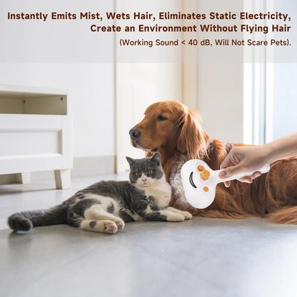 Cat Steam Brush for Dogs & Cats – 3-in-1 Pet Deshedding Tool for Long & Short Haired Pets, Grooming Shedding Brush-Contains shampoo