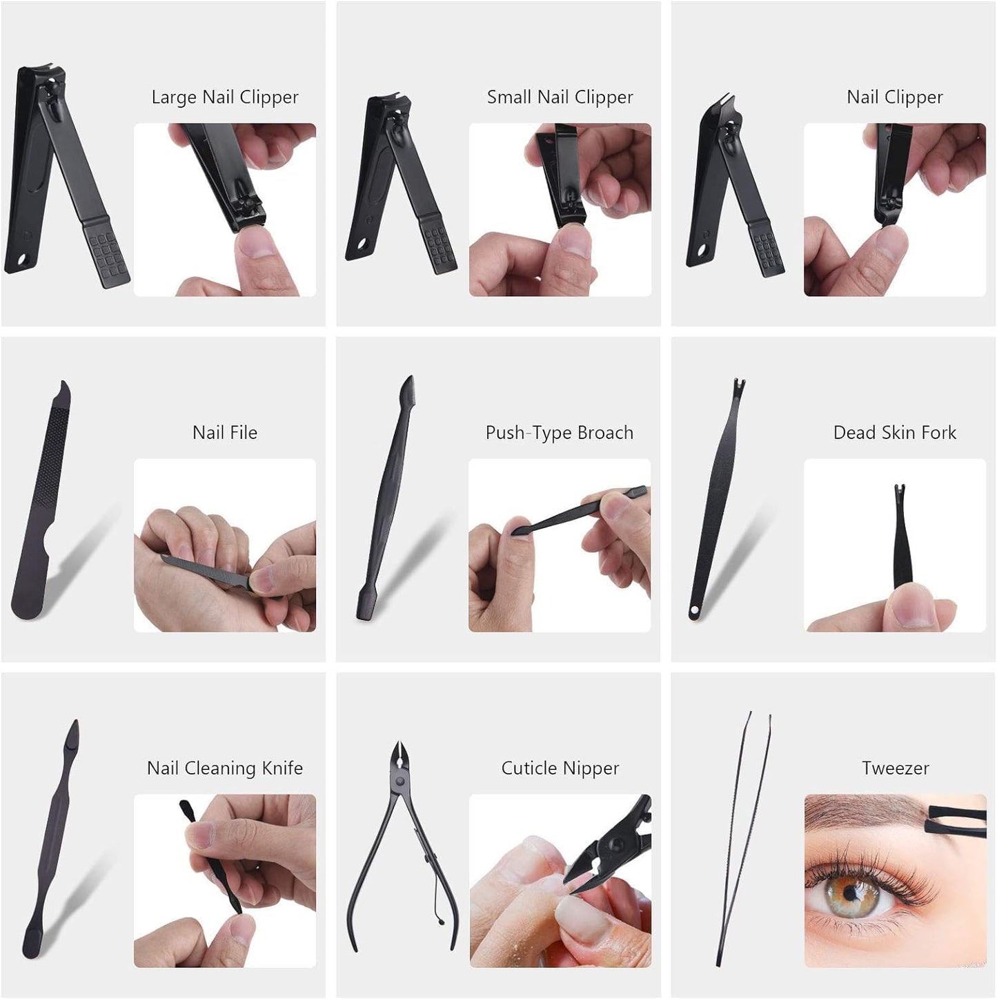 Nail Clippers 18 pcs Manicure Set Nail Scissors Cuticle Remover for Men Women Stainless Steel Nail Care Grooming Kit with Leather Case for Travel & Home