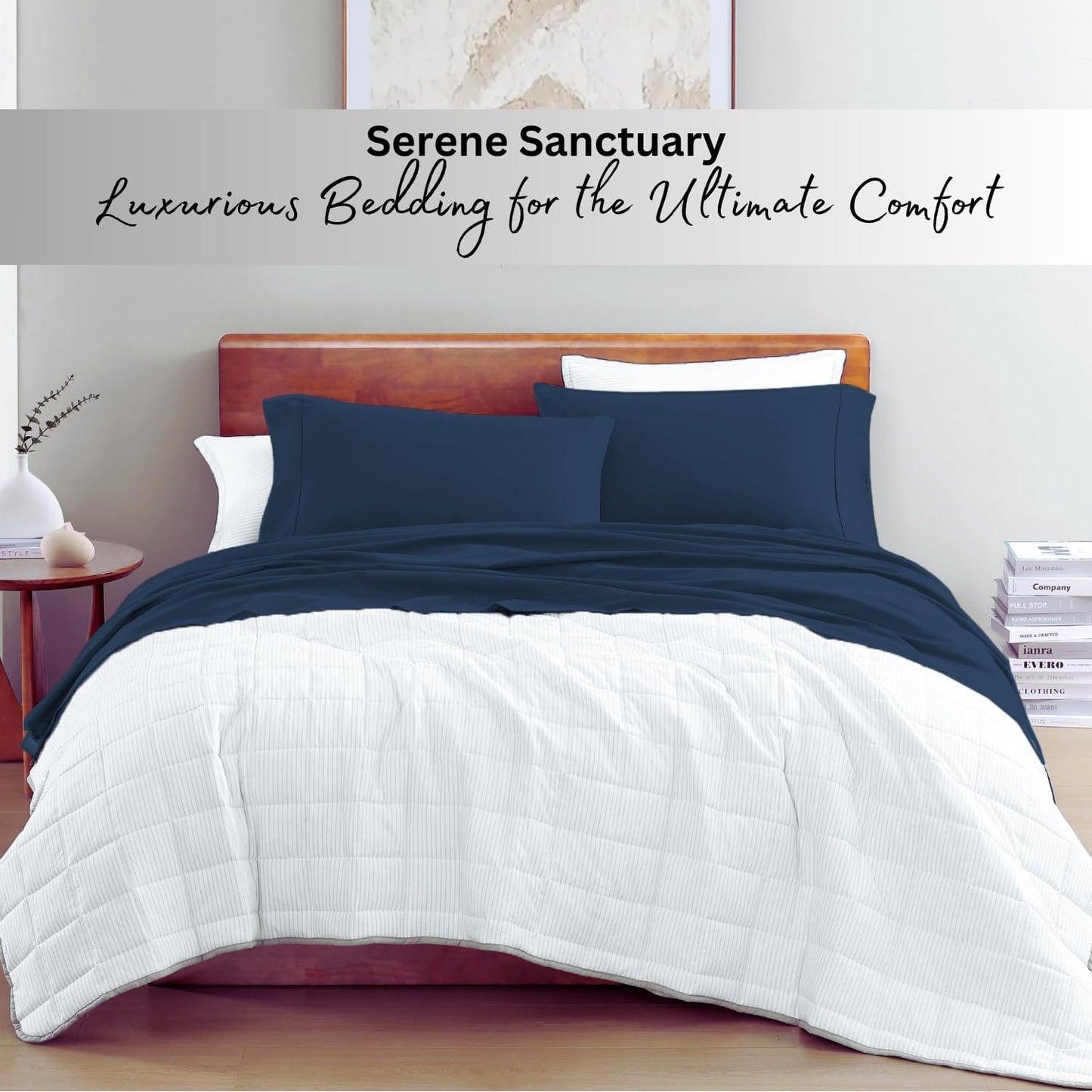 Lane Linen 100% Organic Cotton Queen Sheet Set, 4-Piece Percale Bed Sheets for Queen Bed - Soft, Breathable, Hypoallergenic, Deep Pocket Fits Mattress Up to 15" Deep, Hotel Quality Sheets - White