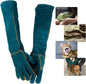 Animal Handling Gloves Bite Proof, 60cm/ 23.6In Scratch Resistant Leather Gloves for Grabbing/Grooming/Handling Dog Cat Bird Snake Parrot Lizard Reptile - Protection Pet Gloves