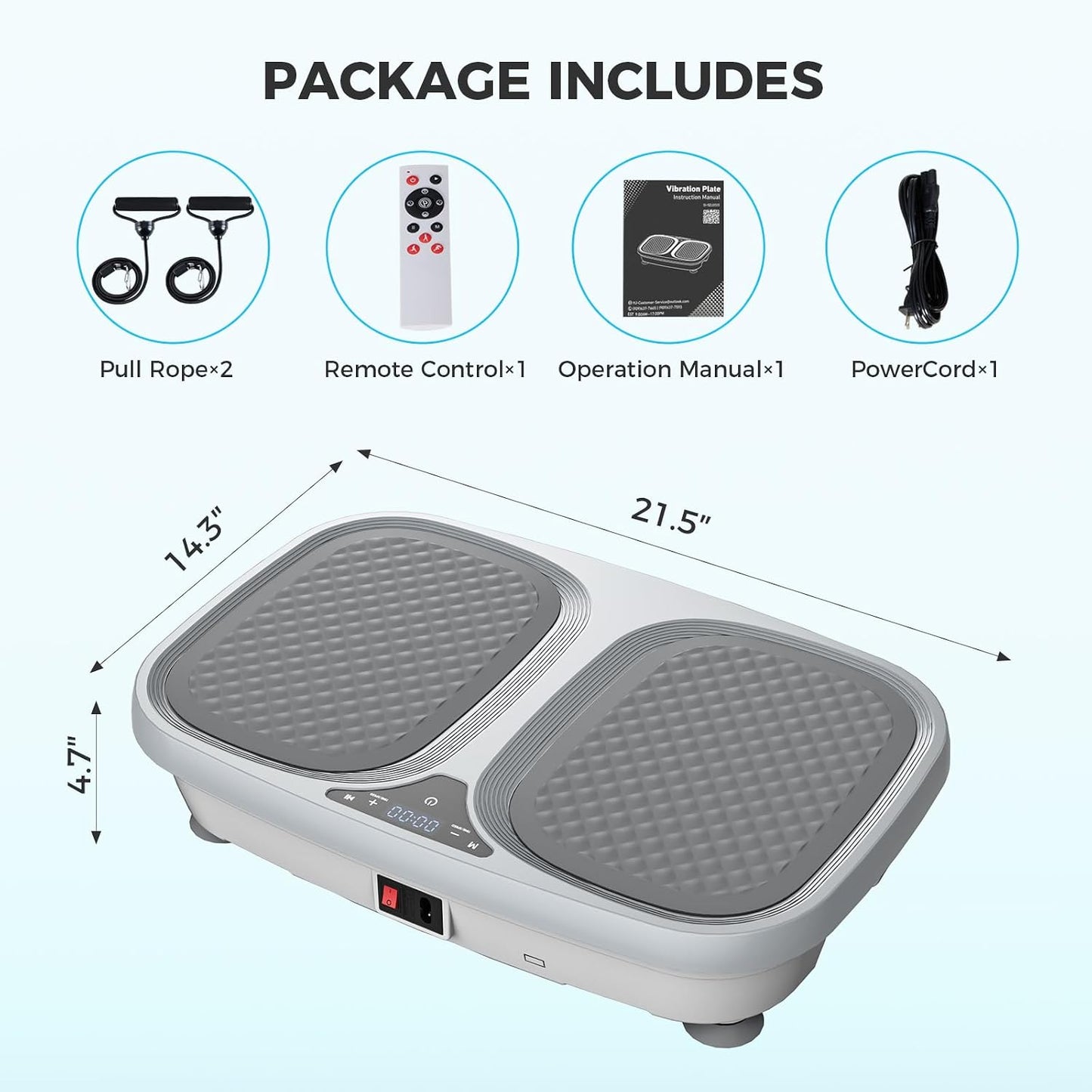 OLIXIS Vibration Plate Exercise Machine with 9 Auto Modes, Full Body Workout Vibrating Platform with LED Touch Screen & Pull Ropes for Weight Loss, Home Gym Fitness Equipment for Women Men