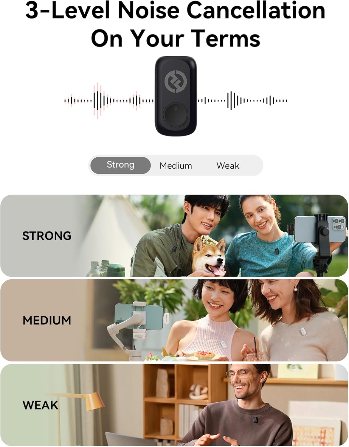 Hollyland Lark A1 Duo - Wireless Microphone USB C for iPhone 16/15 & Android (2TX + USB-C RX + Charging Case), Magnetic Mic for YouTube, TikTok, Podcast, Interviews (Black)