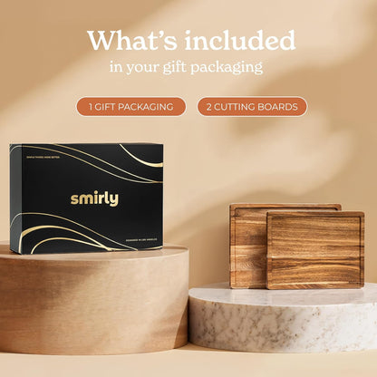 SMIRLY Wood Cutting Boards For Kitchen Meal Prep & Serving, Bamboo Cutting Board Set, Charcuterie Chopping Boards and Wooden Cutting Boards for Kitchen
