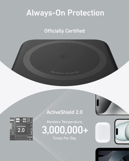 Anker MagGo Power Bank, Qi2 Certified 15W Ultra-Fast MagSafe-Compatible Portable Charger, 10,000mAh Battery Pack with Smart Display and Foldable Stand, for iPhone 15/14/13/12 (USB-C Cable Included)