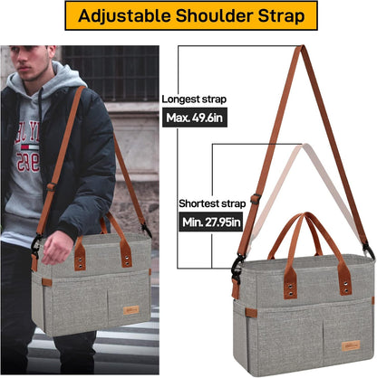 HOMESPON Lunch Bag for Woman Man Adults with Front Pocket Insulated Lunch Tote Lunch Box Container for Work Picnic or Travel(Black)