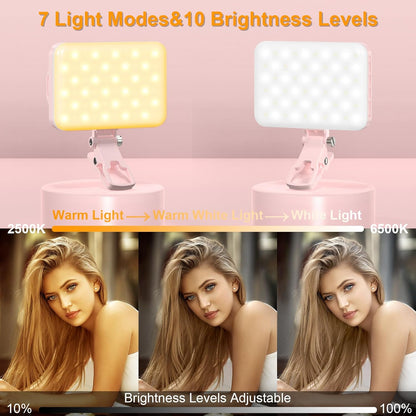 Anautin Selfie Light, 60 LED 2200mAh Rechargeable Clip Fill Video Light (White)