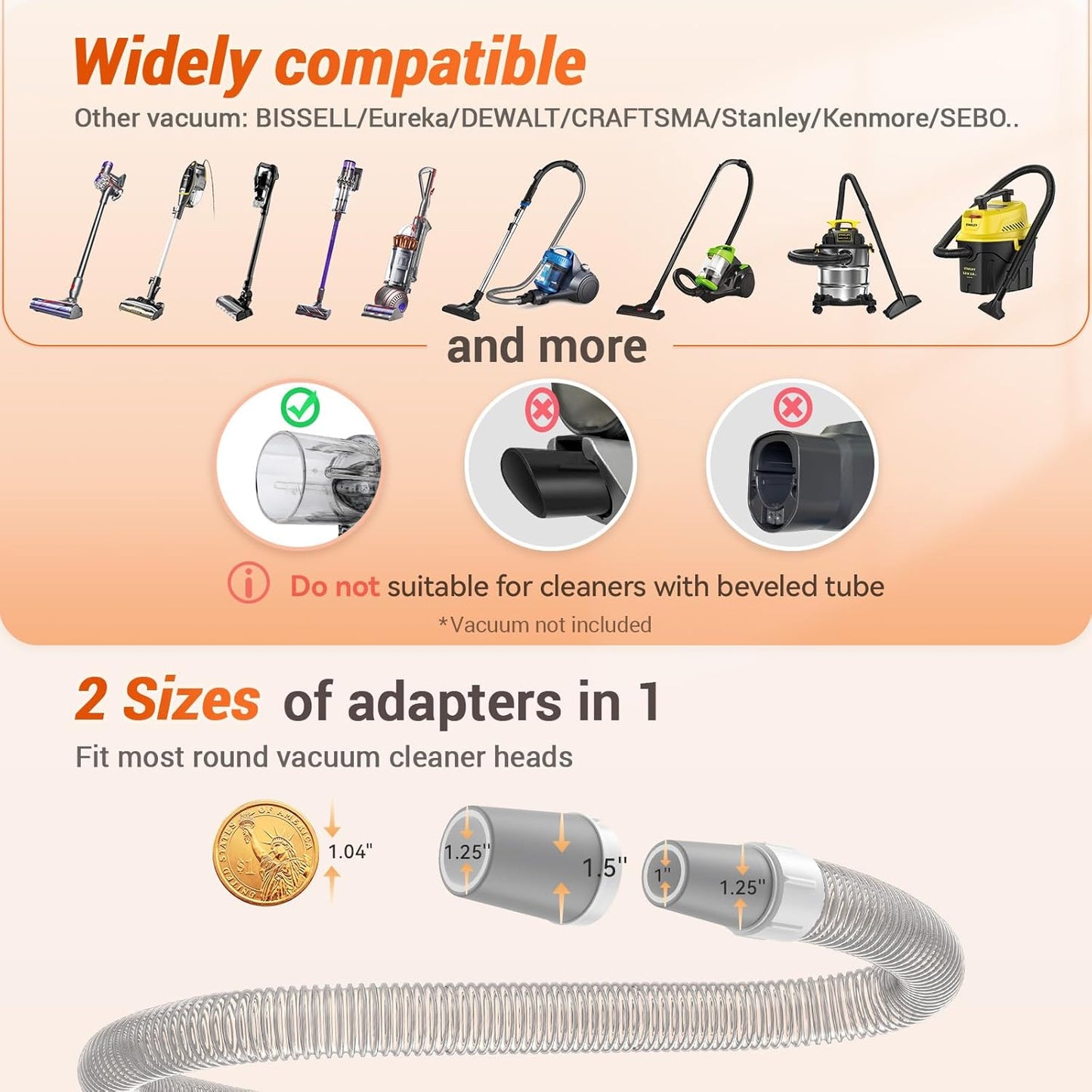 Afloia Dog Brush Vacuum Attachment, Cat Brush, Pet brush Innovative Pet Grooming kit, 1-1.5'' Hoses Diameter Universal Adapter Compatible with Most Round Vacuum Cleaners like Bissell, Eureka etc.…