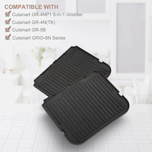 Griddler Plates Replacement for Cuisinart Griddler GR-4NP1 5-in-1,as Cuisinart Griddler Plates Replacement Cusinart Grilled Plate Cuisinart Griddle Accessories,BPA Free, 2Pcs