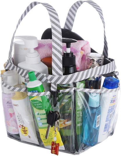 Mesh Shower Caddy Tote, Large College Dorm Bathroom Caddy Organizer with Key Hook and 2 Oxford Handles, Quick Hold, 8 Basket Pockets for Camp Gym