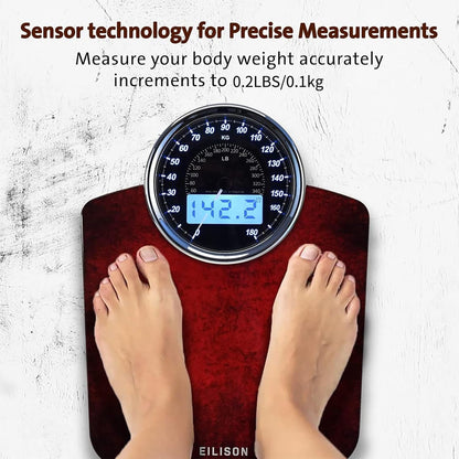 EILISON Highly Advance 2-in-1 Digital & Analog Weighing Scale for Body Weight-400lbs, 4 High Precison GX Sensor Accurate, Thick Tempered Glass, Extra Large Display (White)