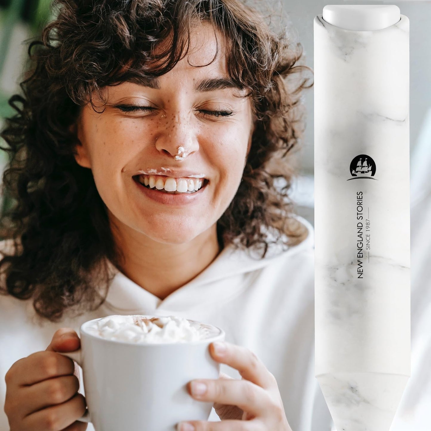 Powerful Milk Frother Handheld Foam Maker, Mini Whisk Drink Mixer for Coffee, Cappuccino, Latte, Matcha, Hot Chocolate, With Stand, Black