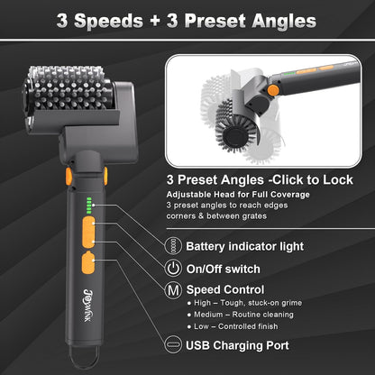 Upgraded Electric Grill Brush - Extreme 50kg Torque Power Grill Brush | Safe for All Grills, 7.4V Motor, SUS304 Anti-Shedding Bristle, with Heat Resistant Mat & Polishing Pad