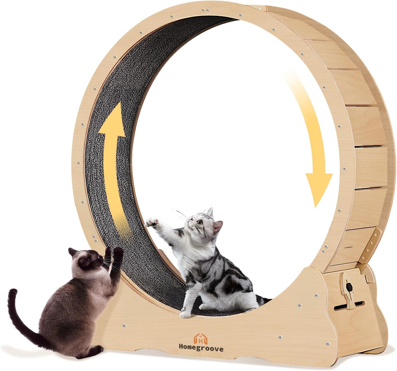 Homegroove Cat Wheel Treadmill, 46" XL Large Cat Exercise Running Wheel with Carpeted Runway, Fitness Weight Loss Device for Kitty’s Longer Life, Natural Wood Color(XL) |