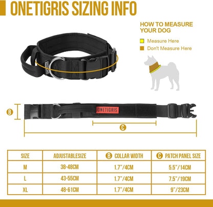 OneTigris Tactical Dog Collars with Handle,Military Dog Collar for Large Dog,Adjustable Nylon Collar German Shepherd Collar with Heavy Duty Metal Buckle for Dog Training and Walking (M, Orange)