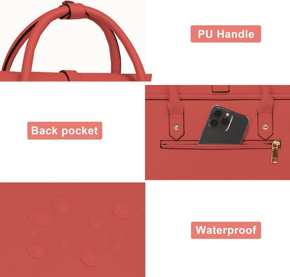 MOSISO Laptop Bag for Women, PU Leather Laptop Shoulder Bag Convertible Backpack, Work Travel Computer Bag with Bowknot - PuriLite