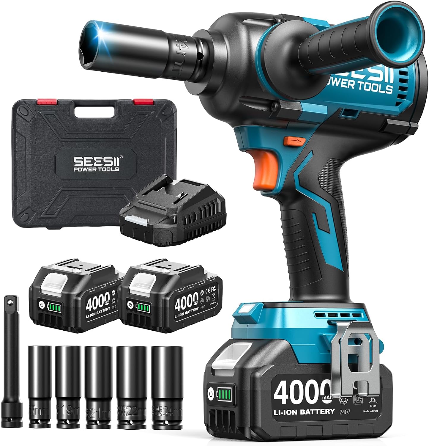 Seesii Cordless Impact Wrench 1600N.m, Brushless Motor Impact Driver