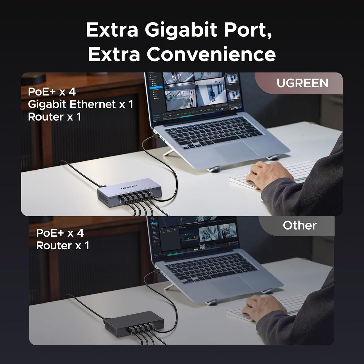 UGREEN 6 Ports POE Network Switch,Sturdy Metal,Desktop or Wall Mount