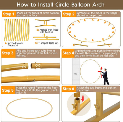 JEBUTU Balloon Arch Stand Metal Round Backdrop Stand Circle Balloon Arch Frame Wedding Arches 6.5FT for Ceremony Birthday Party Baby Shower Decoration