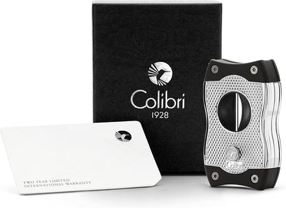 Colibri SV-Cut Cigar Cutter | Chrome and Black | Trigger Spring Blades | V-Cut Cut Depth 7mm and Straight Cut Up to 3mm | Gauge Up to 68 Rings | Ergonomic Design
