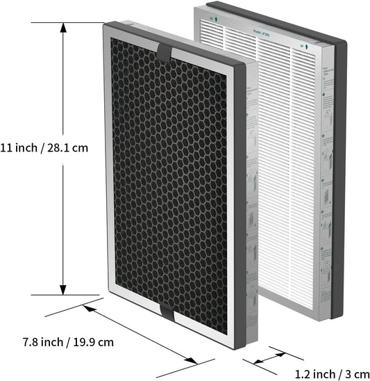 Air Purifier Filter Replacement for JF260,Air Purifiers 2X Filter Replacement, (MERV 17) True HEPA 300g Activated Carbon Filter, Air Cleaner Remove Smoke Dust