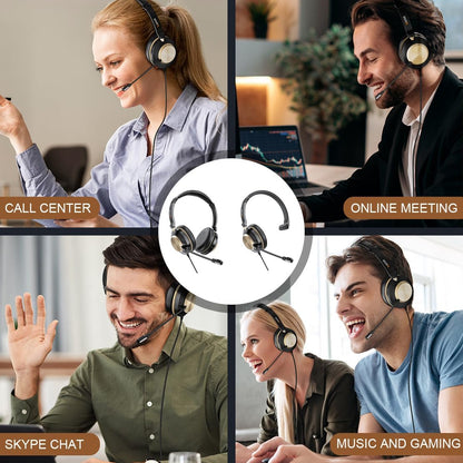 Wantek USB Headsets with Microphone for PC, Stereo Computer Headset with Mic Noise Reduction & in-line Control, 3.5mm/USB Wired Headphones, PC Headset with Mute for Zoom Skype Webinar Office