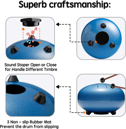 Lronbird Steel Tongue Drum Percussion, 6 Inch 8 Notes Musical Instruments, Music Gifts for Family Friends (Malachite)