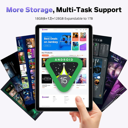 10 Inch Tablet Android 15 Tablets, Octa-Core Tablette Android, 18GB+128GB, 1TB Expand, 1280x800 IPS HD Display, GPS, Widevine L1, 5G+2.4G WiFi, 5MP+8MP Dual Camera, Bluetooth5.4, 6000mAh, Black