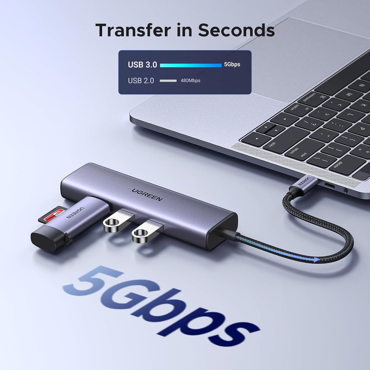 UGREEN Revodok USB C Hub 6-in-1, Type C Adapter with Gigabit to Ethernet Adapter, 4K HDMI, 100W PD, 3 USB 3.0, Compatible with MacBook, iPad, Dell, HP, Surface, Chromebook, Mac mini